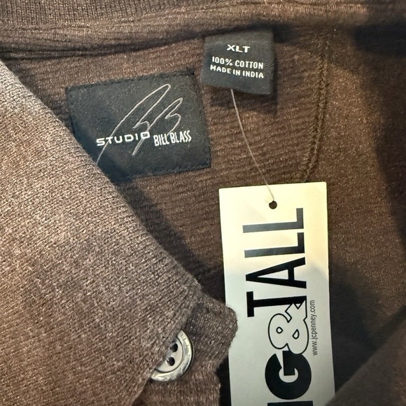 Studio By Bill Blass Men's Vintage Brown Striped Long Sleeve Polo Size XLT - Picture 9 of 13